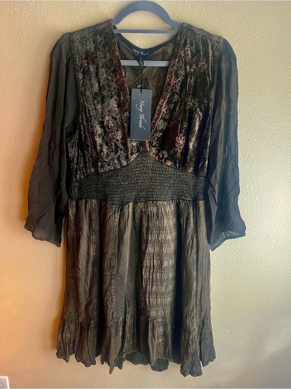 Young Fabulous & Broke Black Velvet V-Neck Dress